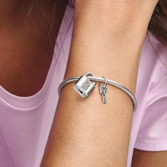 Chain Necklaces Women Pandora Silver Padlock And Key Necklace Set
