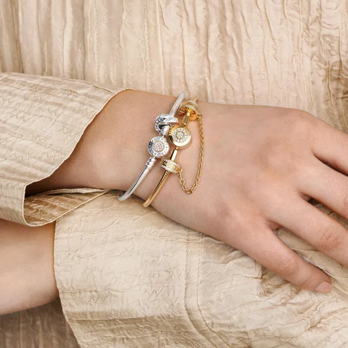 Charm Bracelets Women Pandora Online Moments Sparkling Crown O Snake Chain Bracelet Gold Plated