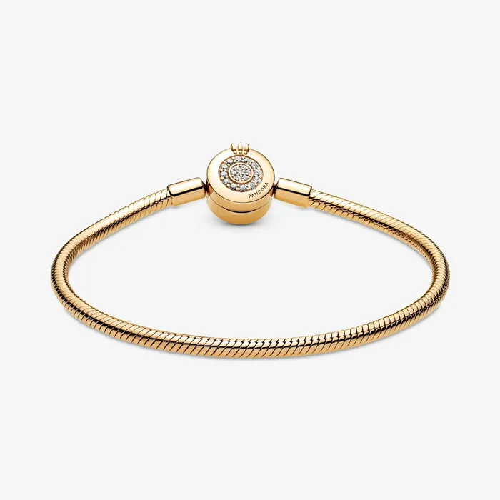 Charm Bracelets Women Pandora Online Moments Sparkling Crown O Snake Chain Bracelet Gold Plated
