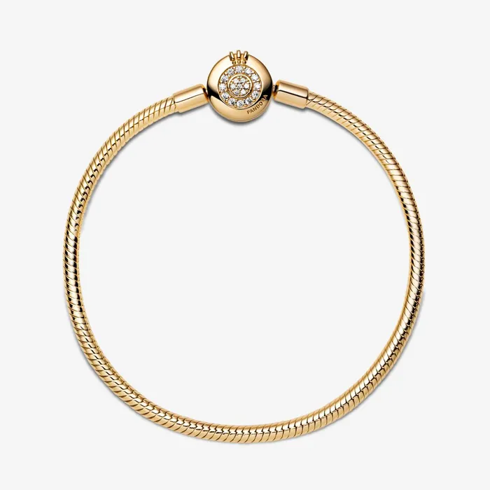 Charm Bracelets Women Pandora Online Moments Sparkling Crown O Snake Chain Bracelet Gold Plated