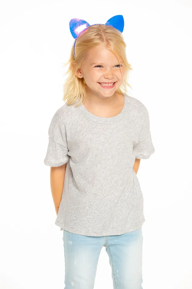 Chaser Brand Gauzy Cotton Short Sleeve Boxy Hi Lo Tee in Heather Grey Girls Tops