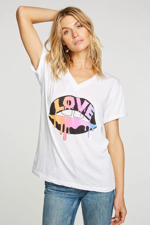 Chaser Brand Love Lips Womens Tops