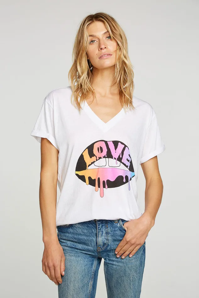 Chaser Brand Love Lips Womens Tops