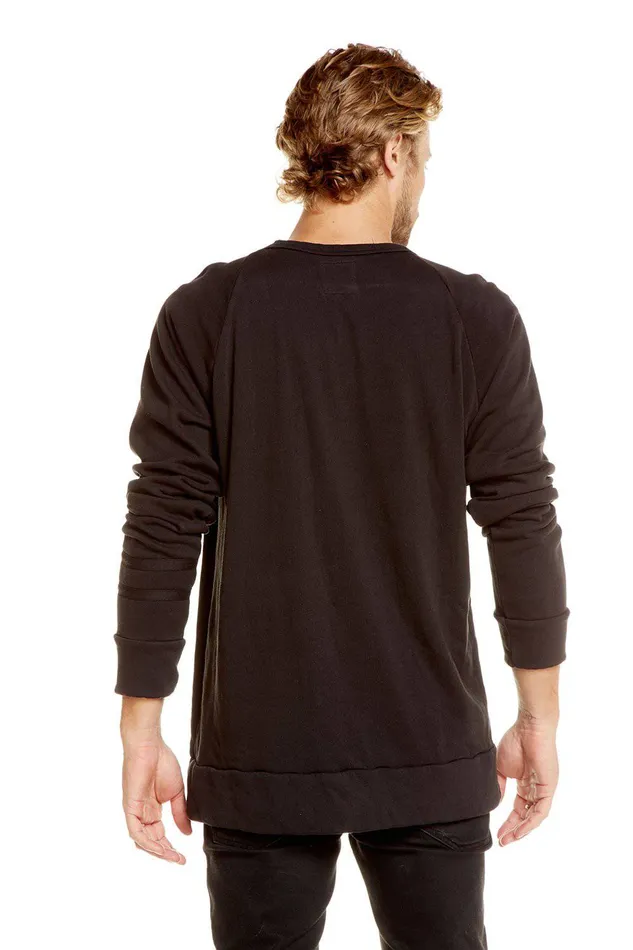 Chaser Brand Tops Mens COTTON FLEECE LONG SLEEVE CREW NECK RAGLAN PULLOVER