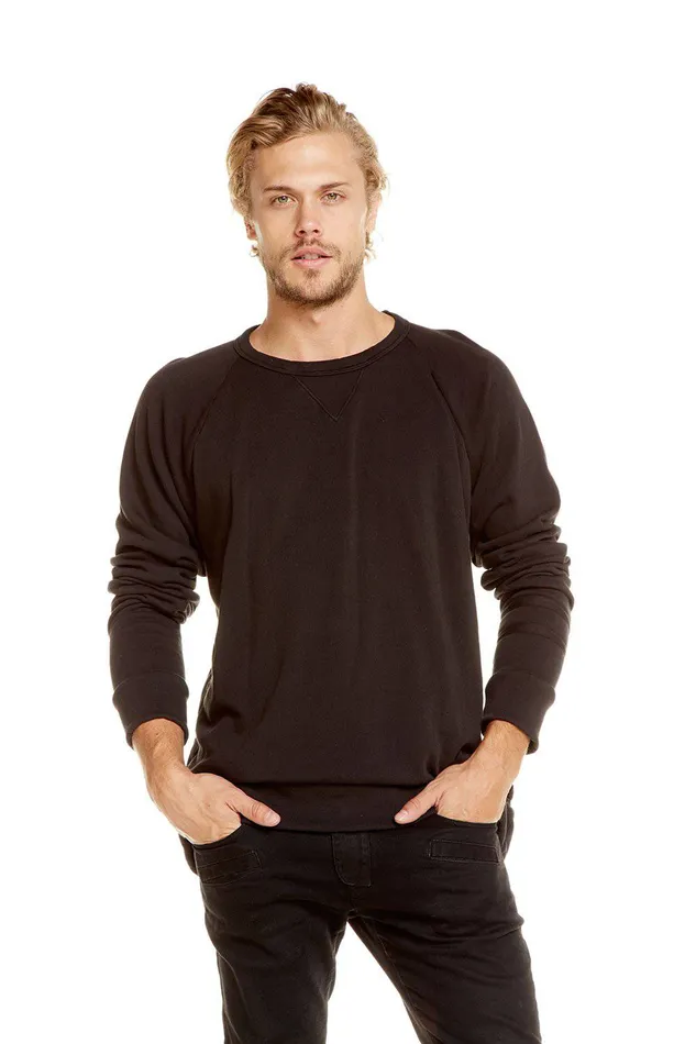 Chaser Brand Tops Mens COTTON FLEECE LONG SLEEVE CREW NECK RAGLAN PULLOVER