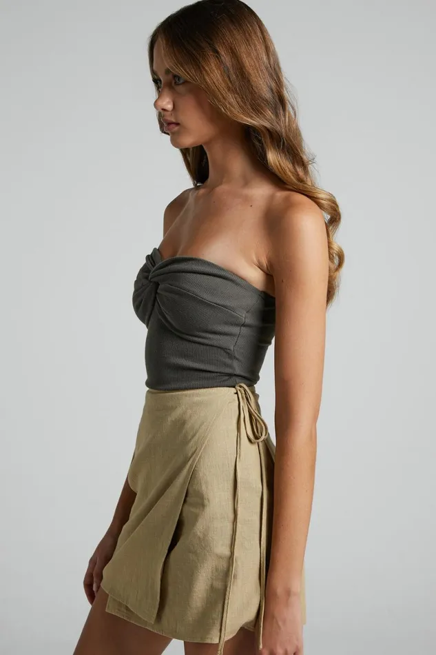 Chevy Mini Skirt 8211 Wrap Skirt In Beige Women Showpo Curve Clothes
