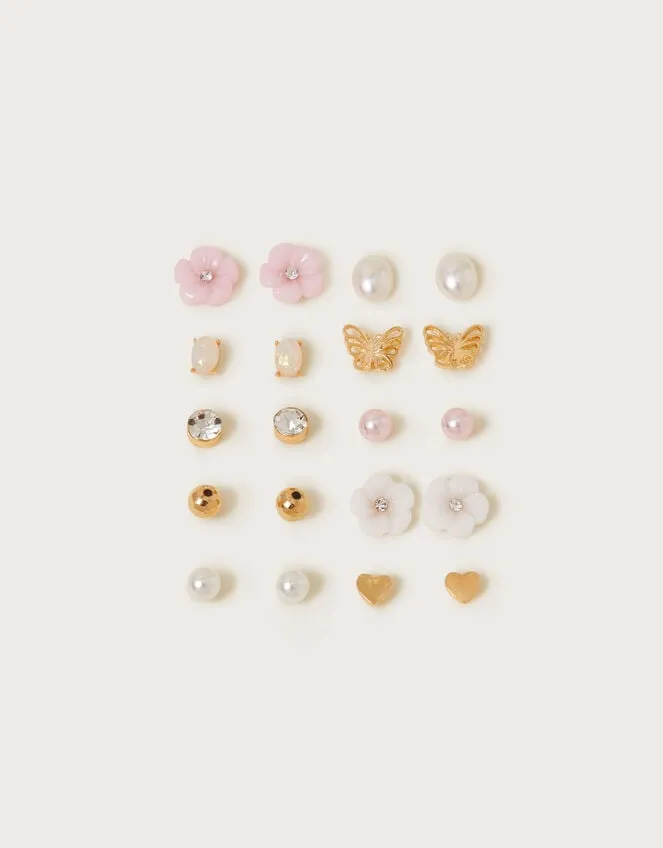 Children 10Pack Stud Earrings Monsoon Girls039 Jewellery