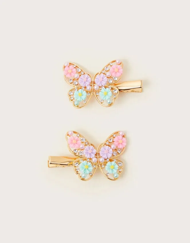 Children 2Pack Daisy Butterfly Clips Monsoon Girls039 Hair Accessories