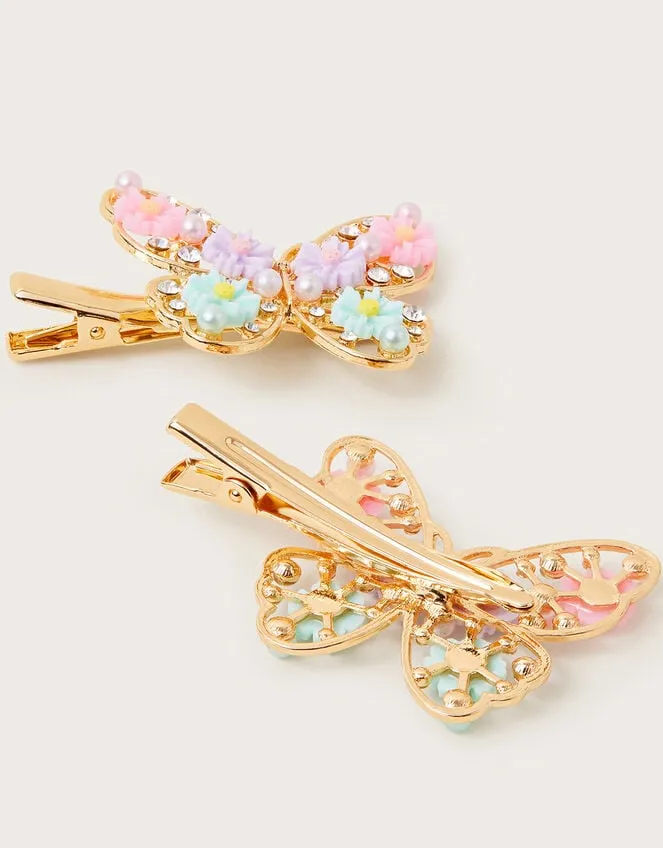 Children 2Pack Daisy Butterfly Clips Monsoon Girls039 Hair Accessories