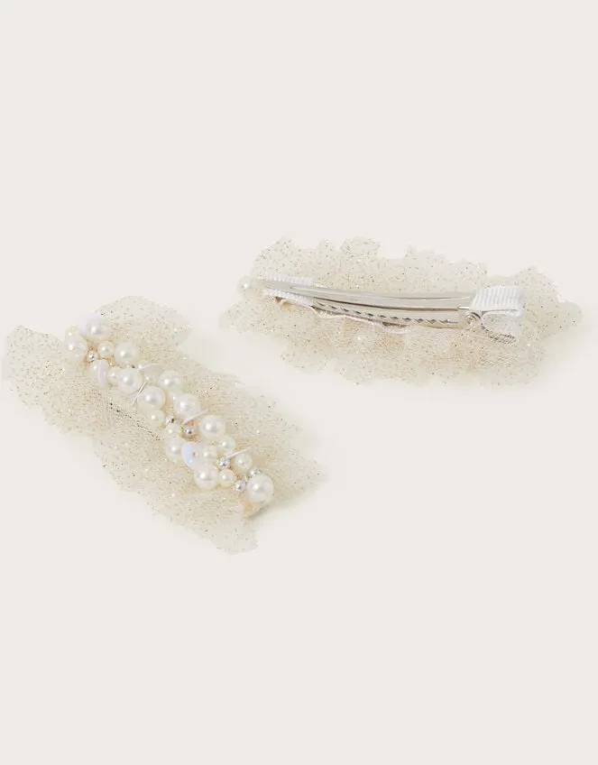 Children 2Pack Land Of Wonder Ruffle Clips Monsoon Girls039 Hair Accessories