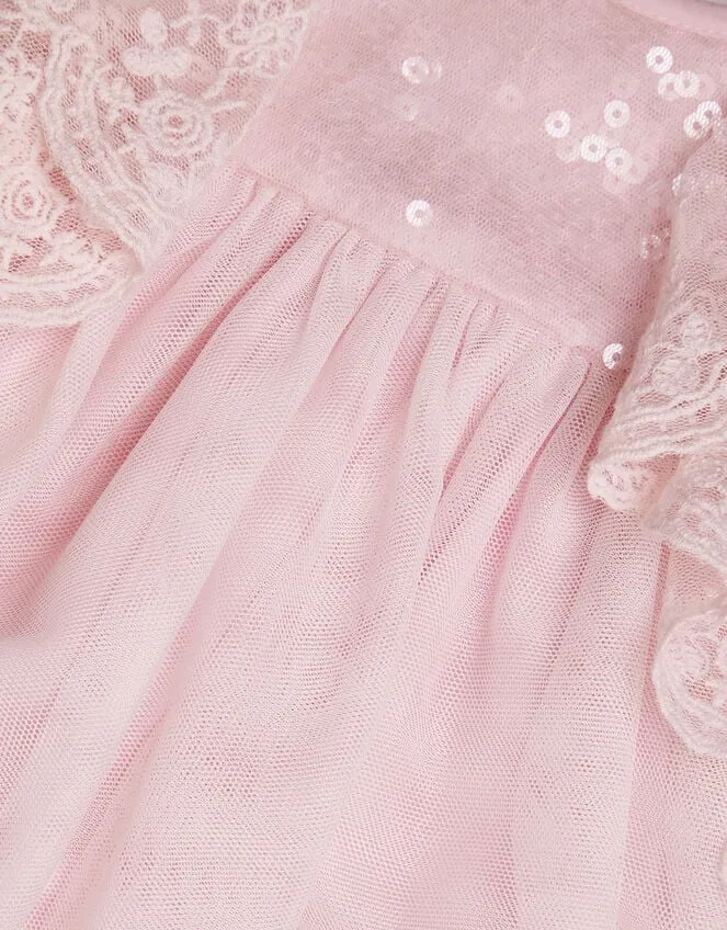 Children Baby Charlotte Frill Dress Pink Monsoon Dresses