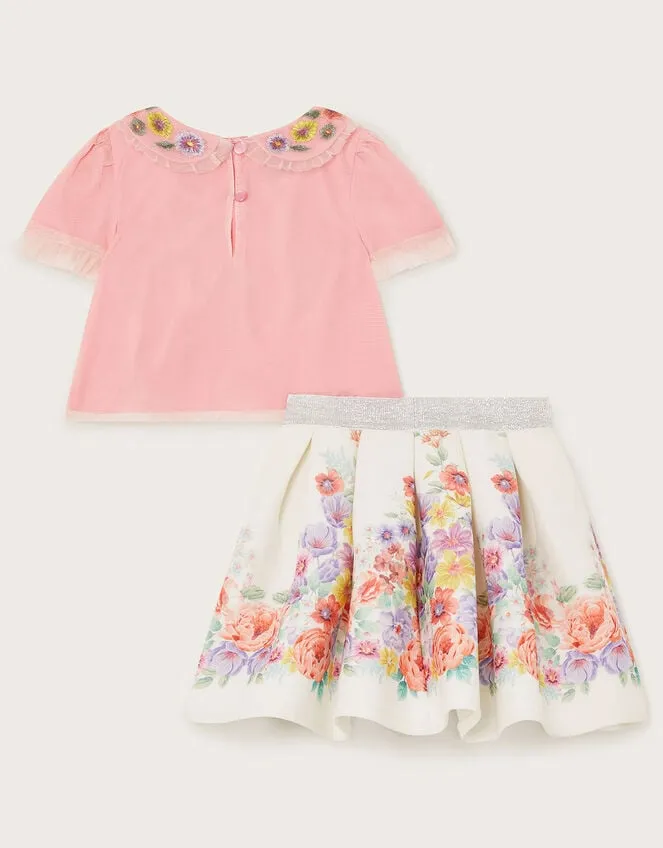 Children Baby Collared Top And Skirt Set Multi Monsoon Outfits and Rompers