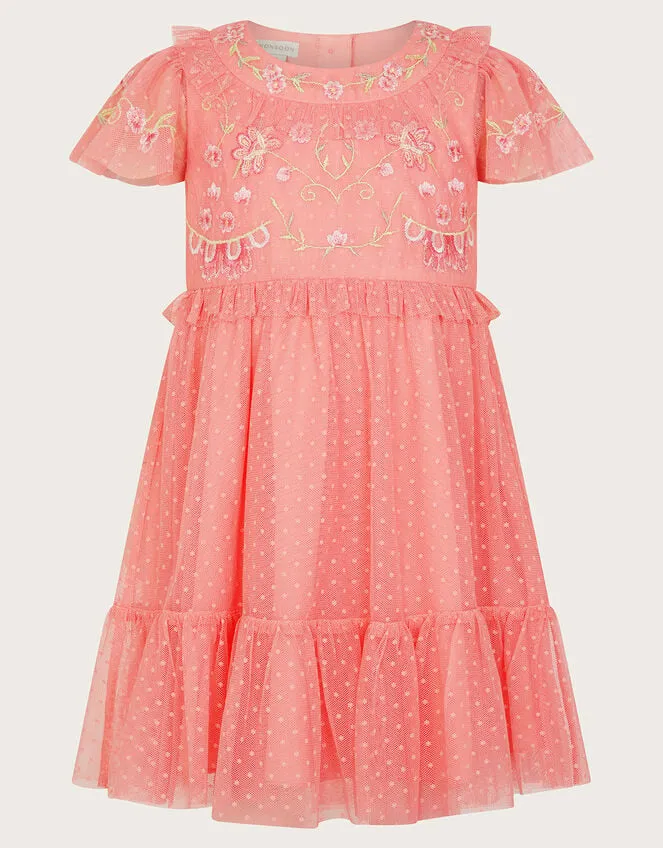 Children Baby Josephine Embroidered Dress Orange Monsoon Dresses