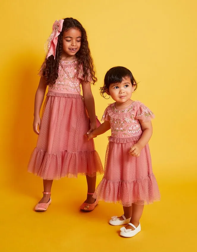 Children Baby Josephine Embroidered Dress Orange Monsoon Dresses