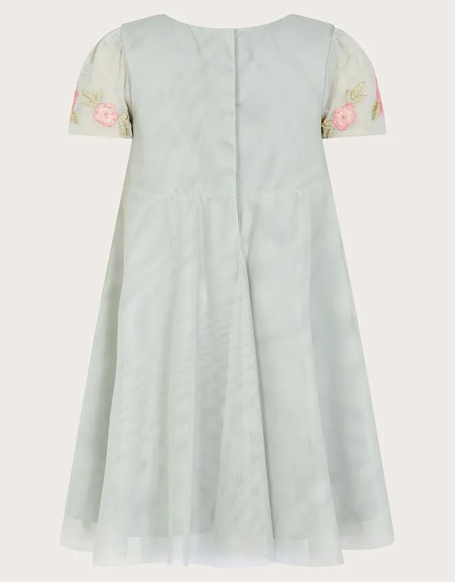 Children Baby Luna Embroidered Dress Green Monsoon Dresses