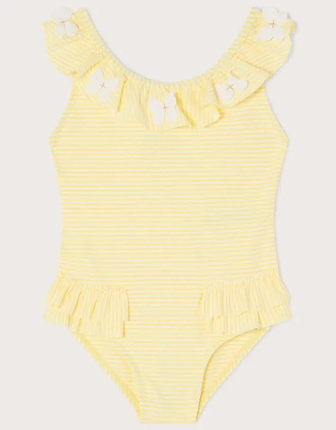 Children Baby Seersucker Ruffle Swimsuit Yellow Monsoon Beachwear and Swimwear