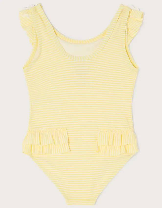 Children Baby Seersucker Ruffle Swimsuit Yellow Monsoon Beachwear and Swimwear