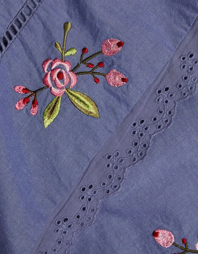Children Boutique Embroidered Pin Tuck Dress Blue Monsoon Dresses