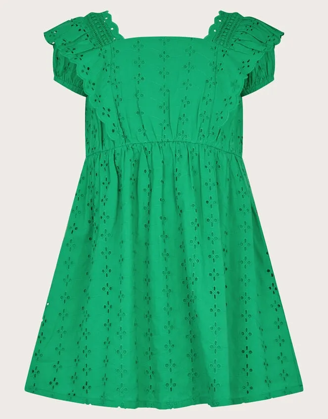 Children Broderie Frill Dress Green Monsoon Dresses