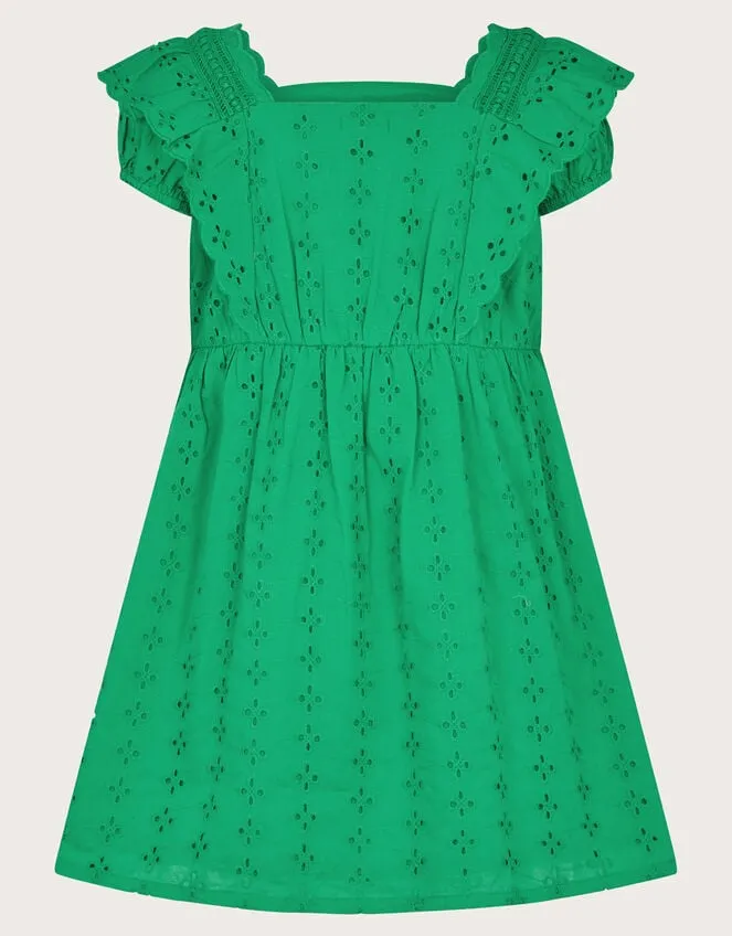 Children Broderie Frill Dress Green Monsoon Dresses