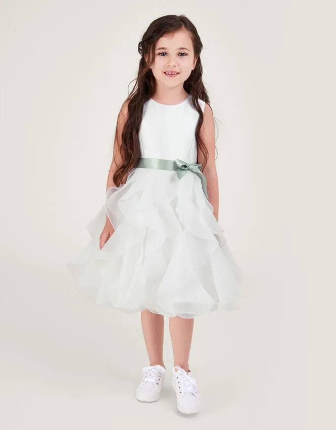 Children Cannes Organza Ruffle Dress Ivory Monsoon Partywear