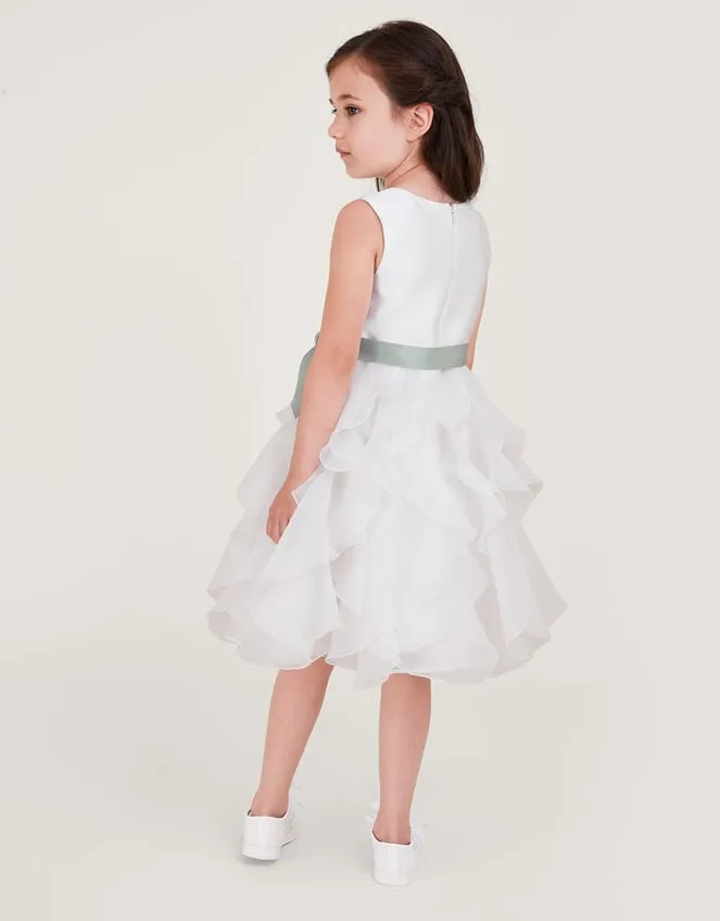 Children Cannes Organza Ruffle Dress Ivory Monsoon Partywear