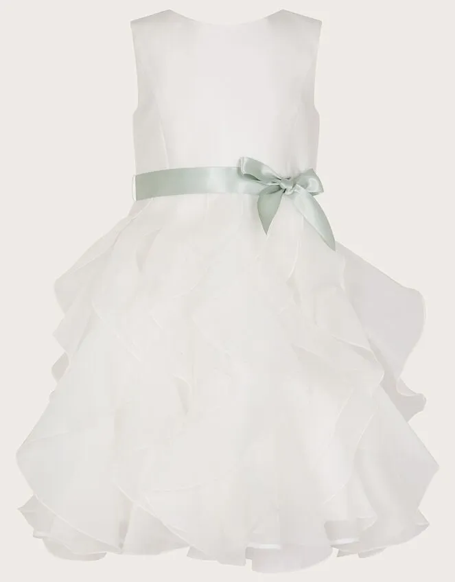 Children Cannes Organza Ruffle Dress Ivory Monsoon Partywear