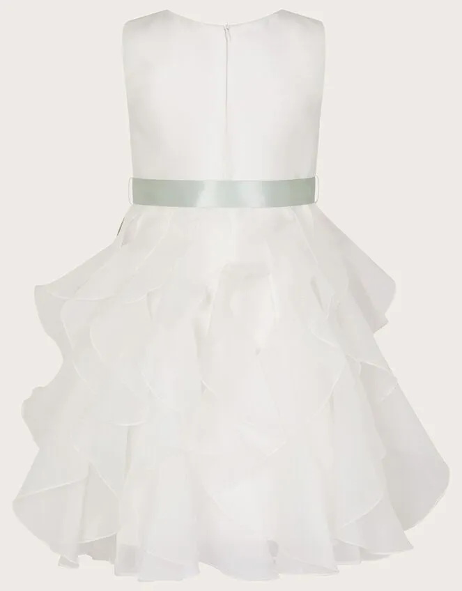 Children Cannes Organza Ruffle Dress Ivory Monsoon Partywear