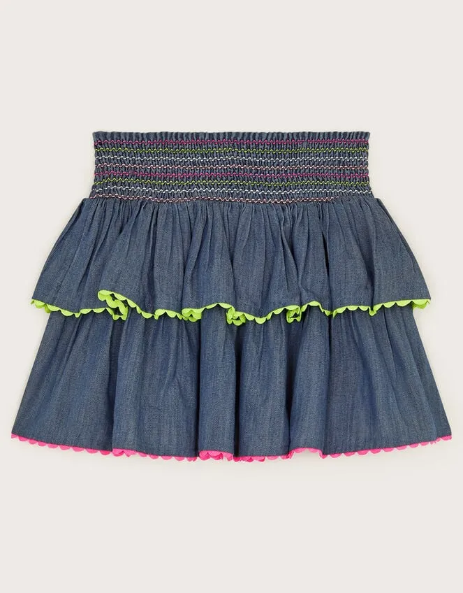 Children Chambray Ricrac Skirt Blue Monsoon Skirts