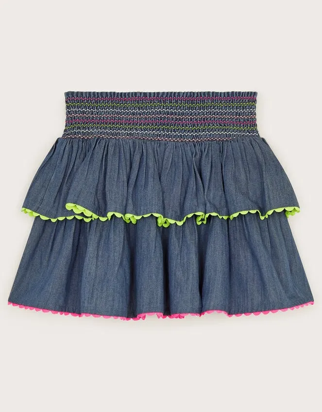 Children Chambray Ricrac Skirt Blue Monsoon Skirts