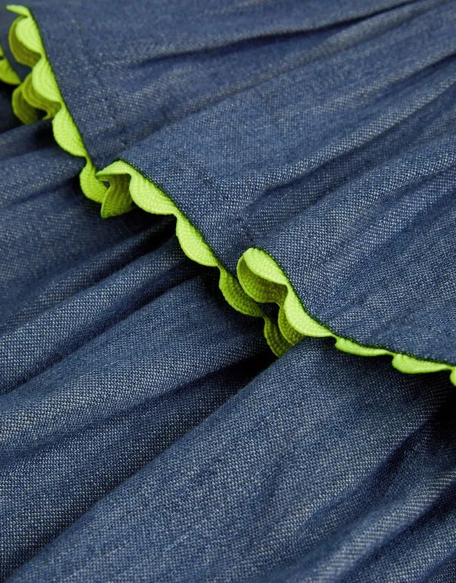 Children Chambray Ricrac Skirt Blue Monsoon Skirts
