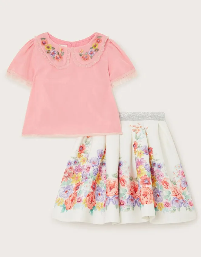Children Collared Top And Skirt Set Multi Monsoon Partywear