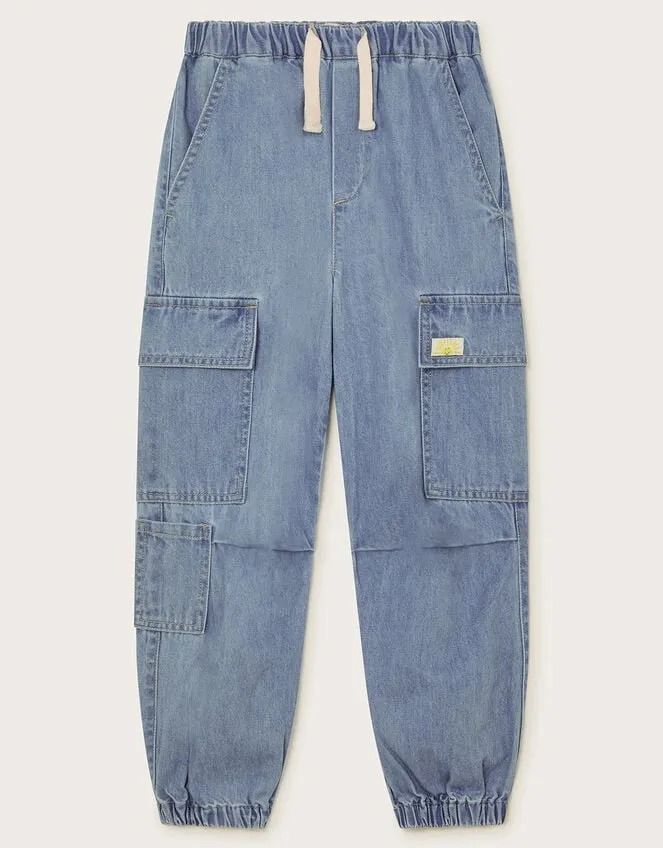 Children Denim Cargo Trousers Blue Monsoon Trousers and Shorts