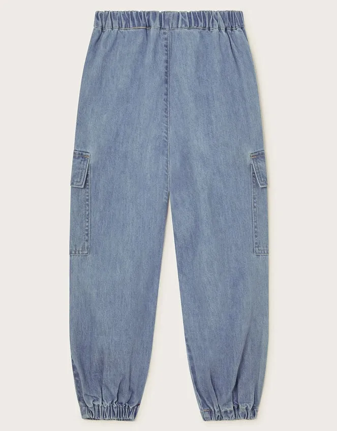 Children Denim Cargo Trousers Blue Monsoon Trousers and Shorts