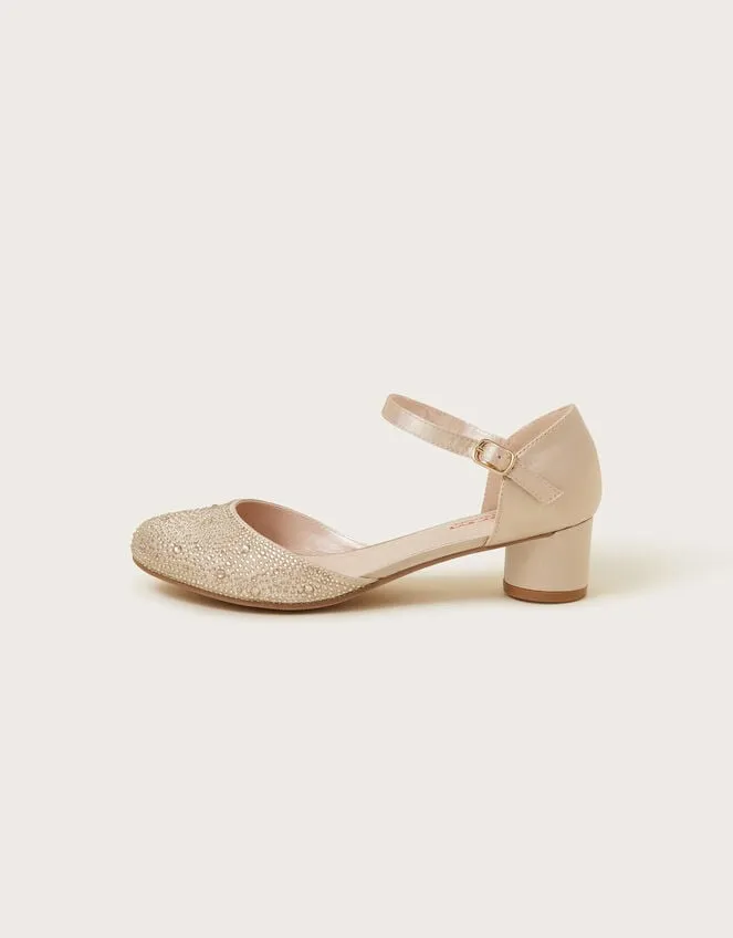 Children Diamante Toe Heels Gold Monsoon Partywear