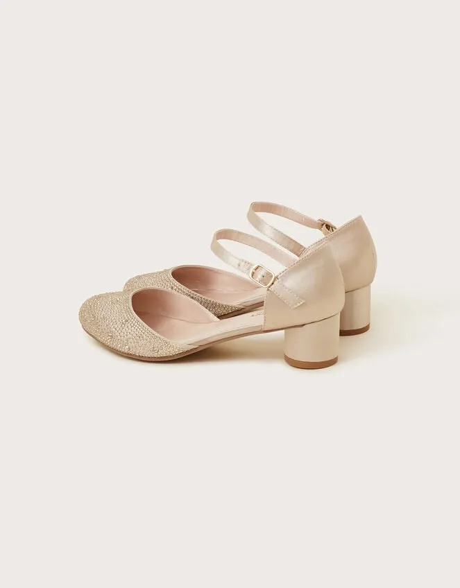 Children Diamante Toe Heels Gold Monsoon Partywear