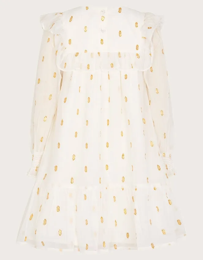 Children Dobby Sparkle Dress Ivory Monsoon Dresses
