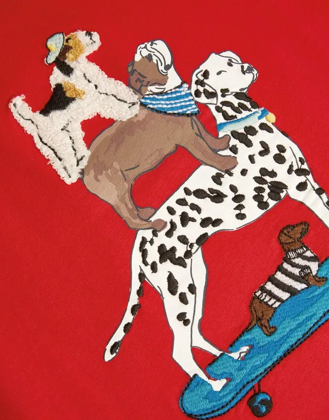 Children Dog Skateboard TShirt Red Monsoon Tops and TShirts