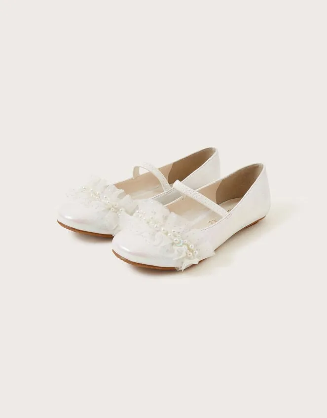 Children Land Of Wonder Cluster Beaded Ballerina Flats Ivory Monsoon Partywear