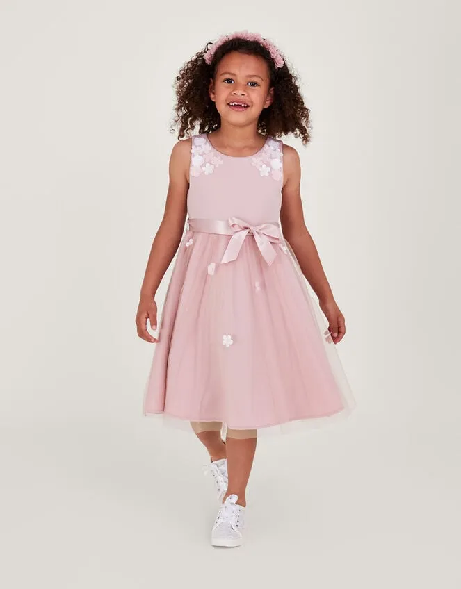 Children Layla 3d Scuba Dress Pink Monsoon Dresses