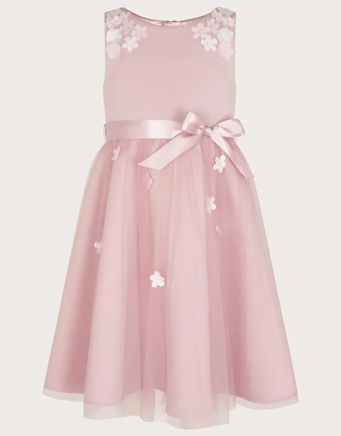 Children Layla 3d Scuba Dress Pink Monsoon Dresses