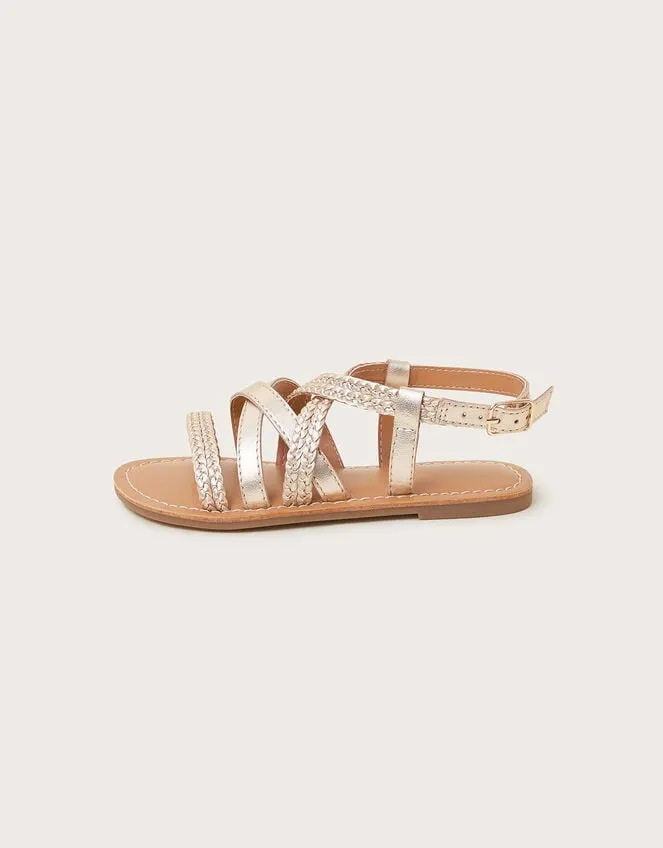 Children Leather Plaited Sandals Gold Monsoon Girls039 Shoes and Sandals