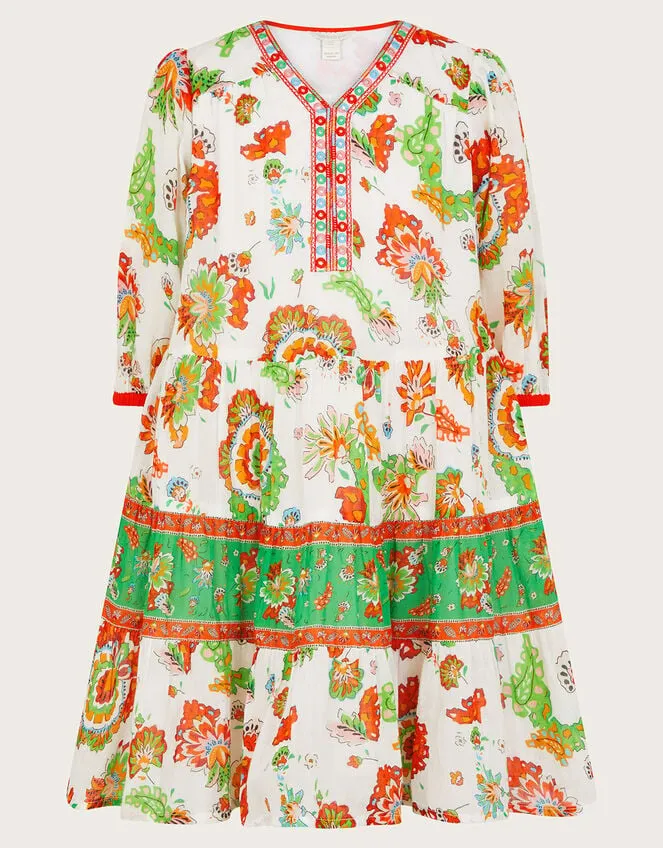 Children Mini Me Border Kaftan Dress Ivory Monsoon Beachwear and Swimwear