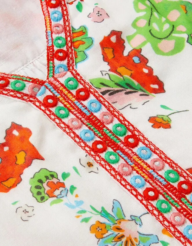Children Mini Me Border Kaftan Dress Ivory Monsoon Beachwear and Swimwear