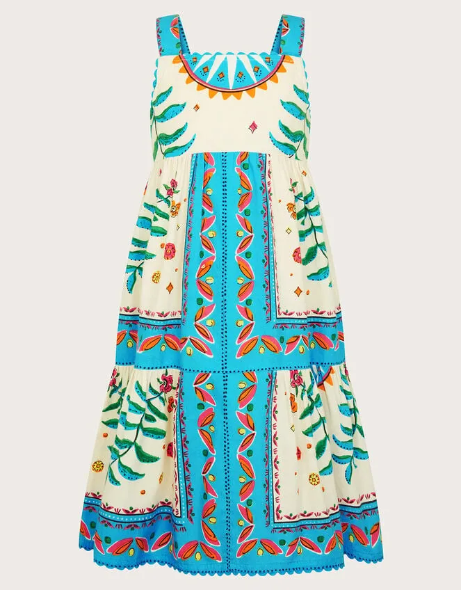Children Mini Me Border Tile Dress Ivory Monsoon Dresses