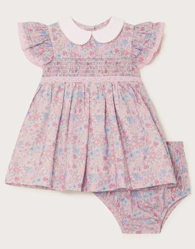 Children Newborn Ditsy Collar Dress And Briefs Purple Monsoon Dresses
