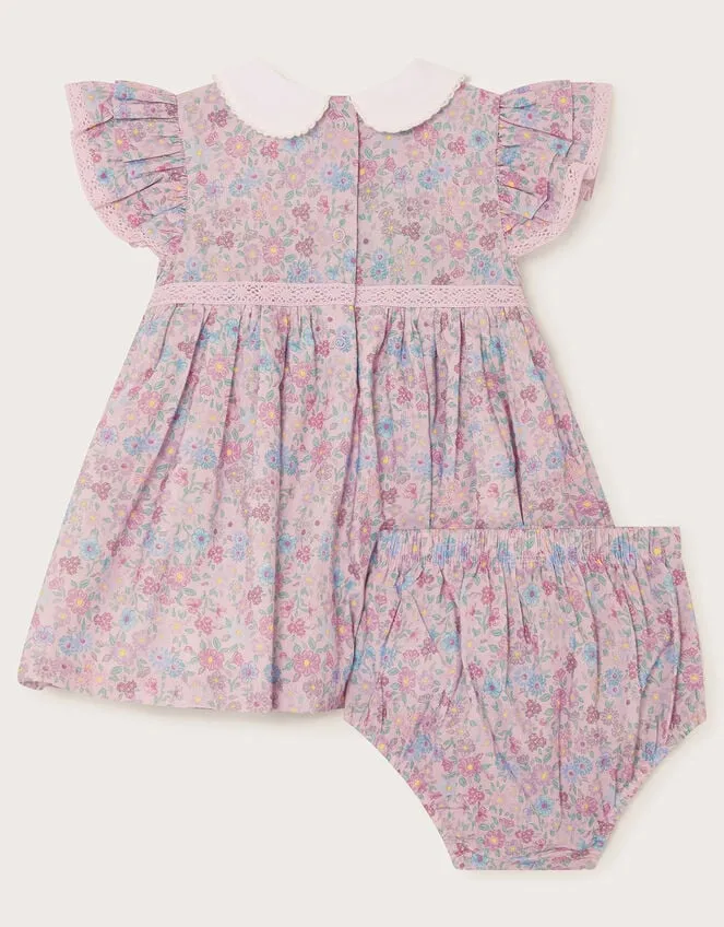 Children Newborn Ditsy Collar Dress And Briefs Purple Monsoon Dresses