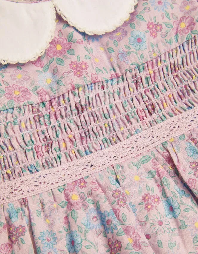 Children Newborn Ditsy Collar Dress And Briefs Purple Monsoon Dresses