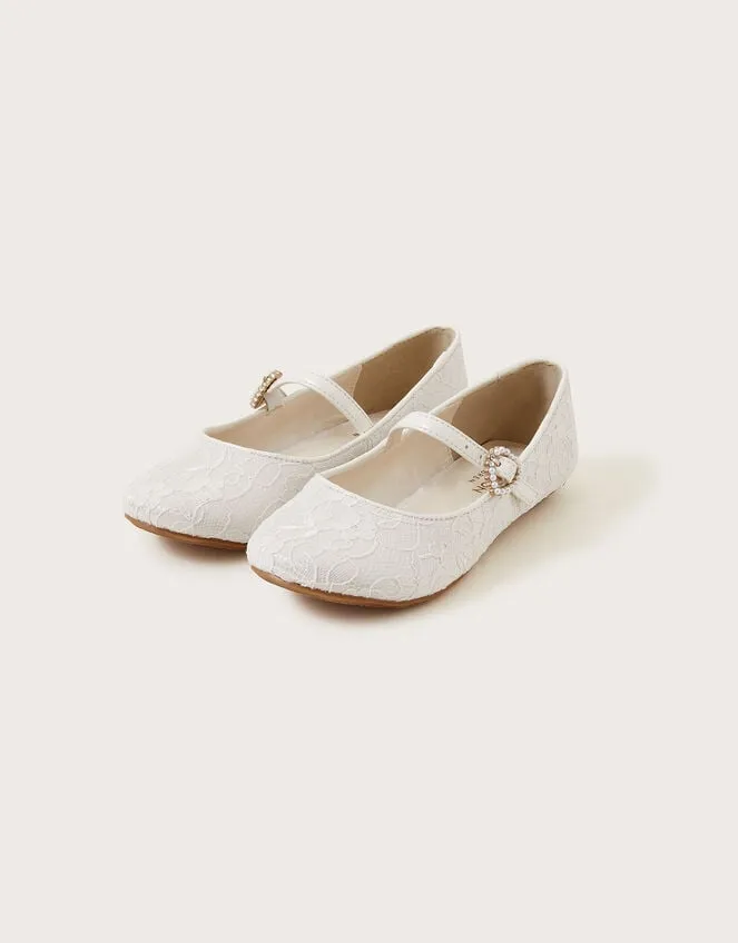 Children Pretty Lacey Ballerina Flats Ivory Monsoon Partywear