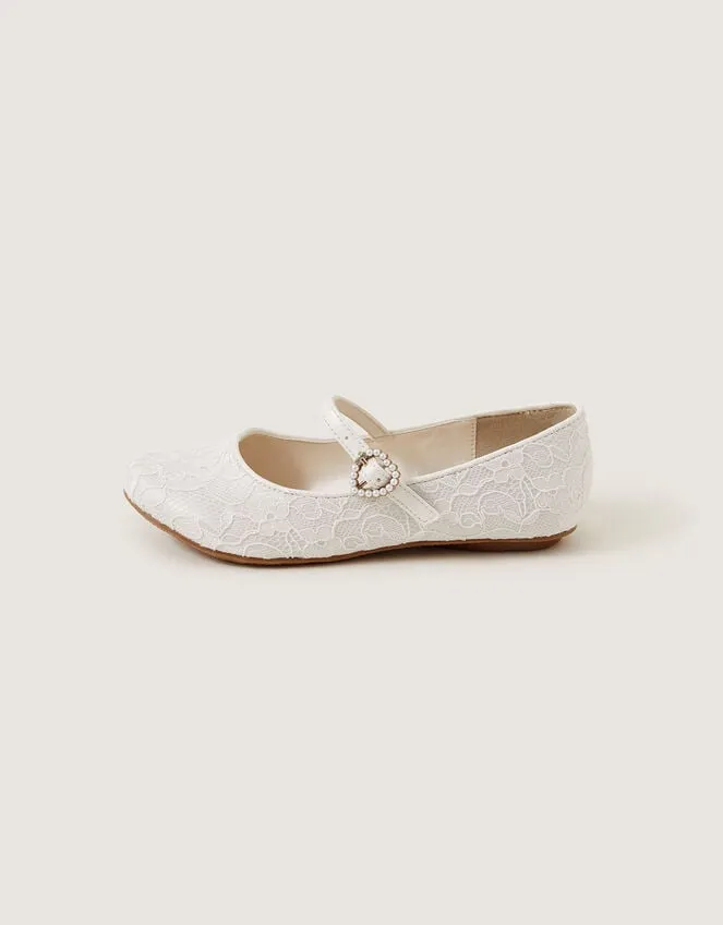 Children Pretty Lacey Ballerina Flats Ivory Monsoon Partywear